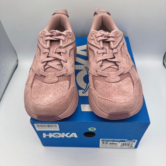 NWT Hoka Clifton Suede L Leather Pale Mauve Pink U Unisex Sneakers Shoes NEW - Picture 11 of 16